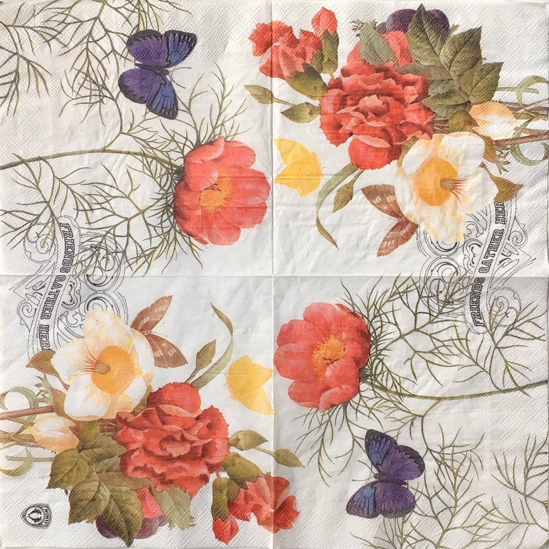 Zelten Colored Paper Napkins, 20 Count Shabby Chic Napkins for Wedding, Dinner Tea Party Shower (Butterfly & Flower III) - Image 3